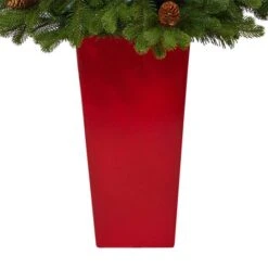3.5ft. Pre-Lit Yukon Mountain Fir Artificial Christmas Tree In Red Planter, Clear Lights 13 3.5ft. Pre-Lit Yukon Mountain Fir Artificial Christmas Tree In Red Planter, Clear Lights -Michaels Store D322642S 6