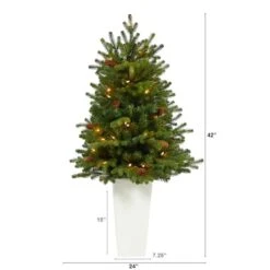 3.5ft. Pre-Lit Yukon Mountain Fir Artificial Christmas Tree In White Planter, Clear Lights -Michaels Store D322643S 2