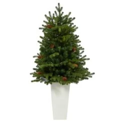 3.5ft. Pre-Lit Yukon Mountain Fir Artificial Christmas Tree In White Planter, Clear Lights -Michaels Store D322643S 3