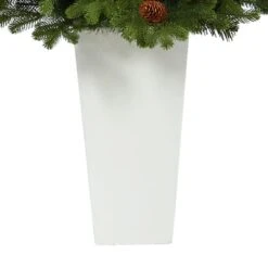 3.5ft. Pre-Lit Yukon Mountain Fir Artificial Christmas Tree In White Planter, Clear Lights -Michaels Store D322643S 6
