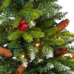 5ft. Pre-Lit Snow Tipped Portland Spruce Artificial Christmas Treein Red Tower Planter, Clear LED Lights -Michaels Store D322686S 4