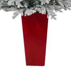 4.75ft. Pre-Lit Flocked Fraser Fir Artificial Christmas Treein Tower Planter, Warm White Lights -Michaels Store D322701S 6