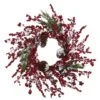 24" Frosted Cypress Wreath With Berries & Pinecones