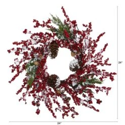 24" Frosted Cypress Wreath With Berries & Pinecones -Michaels Store D322801S 2