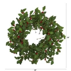 28" Green Holly & Berry Wreath -Michaels Store D322803S 4