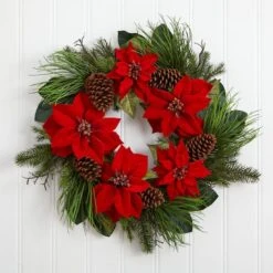 28" Poinsettia & Pine Wreath -Michaels Store D322809S 13