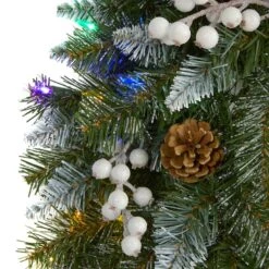 24" LED Snow Tipped Pinecone & White Berry Wreath -Michaels Store D322815S 3