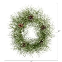 24" Iced Pine Wreath With Pinecones -Michaels Store D322837S 2