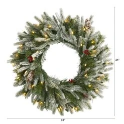 24" LED Snowed Pinecone Christmas Wreath 11 24" LED Snowed Pinecone Christmas Wreath -Michaels Store D322841S 2