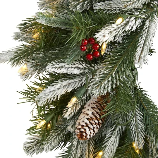 24" LED Snowed Pinecone Christmas Wreath 3 24" LED Snowed Pinecone Christmas Wreath - Image 3