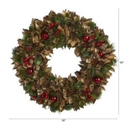 15in. Holiday Wreath With Pine Cones & Ornaments 6 15in. Holiday Wreath With Pine Cones & Ornaments -Michaels Store D322843S 2