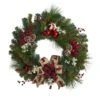 24in. Christmas Pine, Pinecone & Ornaments Wreath