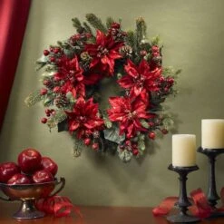 2ft. Poinsettia & Berry Wreath -Michaels Store D322853S 2