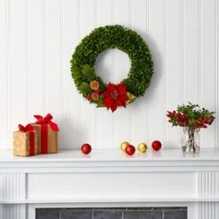 18'' Tea Leaf, Poinsettia & Pine Wreath -Michaels Store D322861S 3