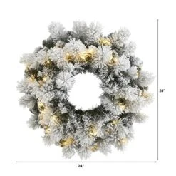 24" LED Flocked Christmas Wreath -Michaels Store D322875S 2