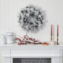 24" LED Flocked Christmas Wreath -Michaels Store D322875S 5