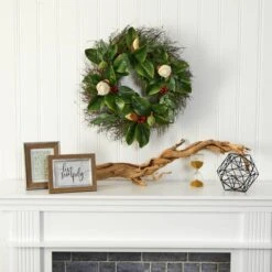 20" Cedar & Magnolia With Berries Wreath -Michaels Store D322877S 3