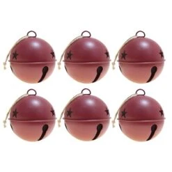 Haute Decor 6ct. 3.5" Red Jingle Bell Ornaments
