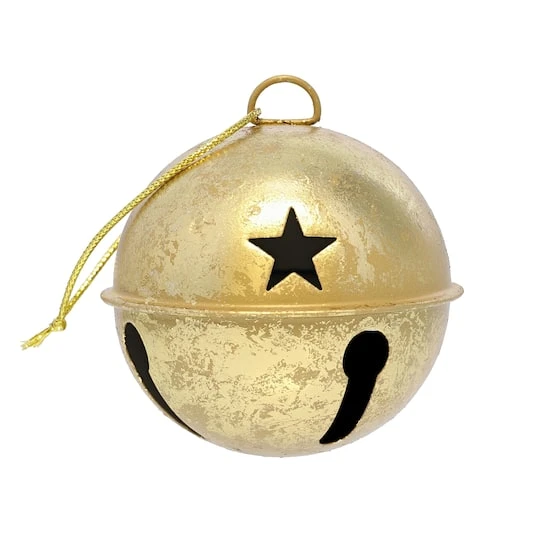 Haute Decor 6ct. 3.5" Gold Foil Jingle Bell Ornaments 3 Haute Decor 6ct. 3.5" Gold Foil Jingle Bell Ornaments - Image 3