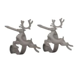 Original MantleClip® Pewter Reindeer Icons Stocking Holders, 2ct.