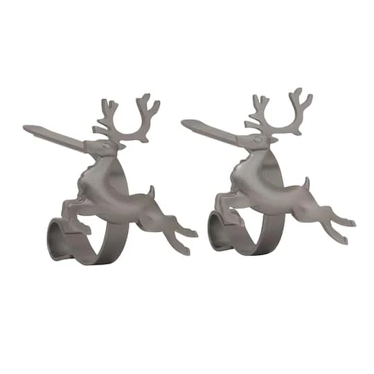 Original MantleClip® Pewter Reindeer Icons Stocking Holders, 2ct. 1 Original MantleClip® Pewter Reindeer Icons Stocking Holders, 2ct.