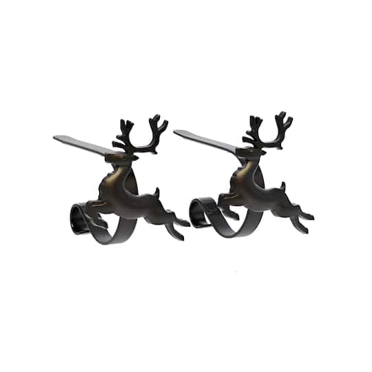 Original MantleClip® Matte Black Reindeer Icons Stocking Holders, 2ct. 2 Original MantleClip® Matte Black Reindeer Icons Stocking Holders, 2ct. - Image 2