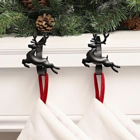 Original MantleClip® Matte Black Reindeer Icons Stocking Holders, 2ct. 3 Original MantleClip® Matte Black Reindeer Icons Stocking Holders, 2ct. - Image 3