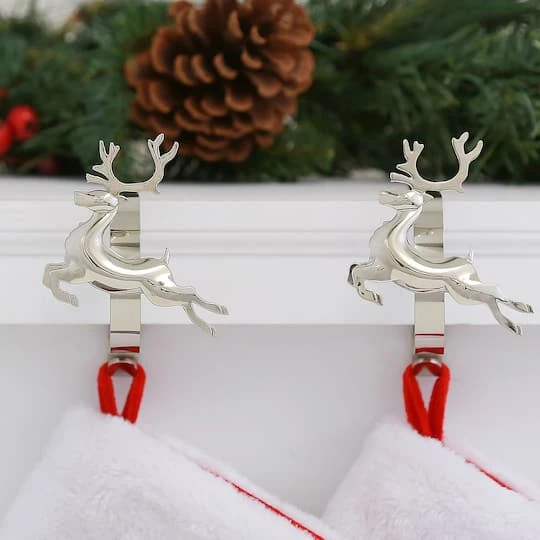 Original MantleClip® Silver Reindeer Icons Stocking Holders, 2ct. 3 Original MantleClip® Silver Reindeer Icons Stocking Holders, 2ct. - Image 3