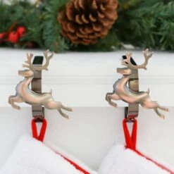 Original MantleClip® Oil-Rubbed Bronze Reindeer Icons Stocking Holders, 2ct. -Michaels Store D349385S 2