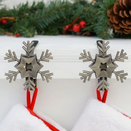 Original MantleClip® Pewter Snowflake Icons Stocking Holders, 2ct. 3 Original MantleClip® Pewter Snowflake Icons Stocking Holders, 2ct. - Image 3