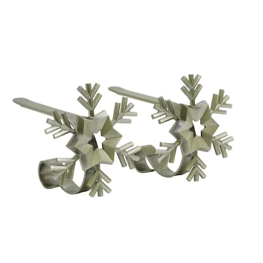 Original MantleClip® Antique Brass Snowflake Icons Stocking Holders, 2ct. 1 Original MantleClip® Antique Brass Snowflake Icons Stocking Holders, 2ct.