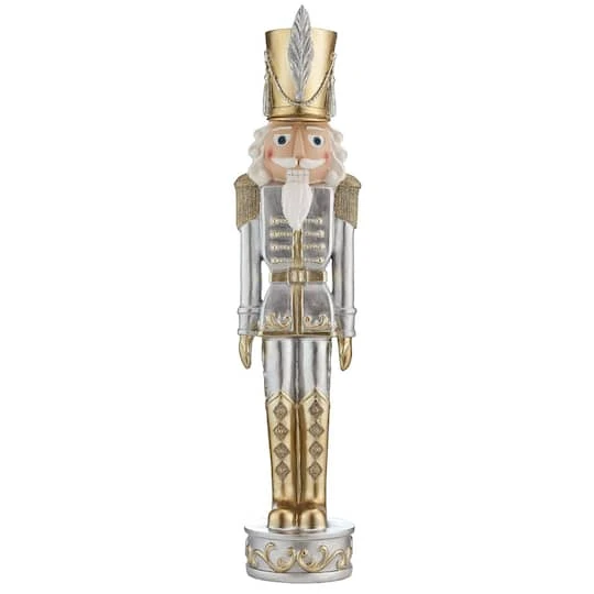 Haute Decor 37" Gold & Silver Christmas Nutcracker 1 Haute Decor 37" Gold & Silver Christmas Nutcracker