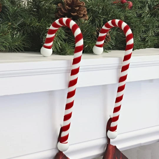 Haute Decor Velvet Candy Cane Stocking Holder, 2ct. 3 Haute Decor Velvet Candy Cane Stocking Holder, 2ct. - Image 3