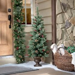 4ft. Pre-Lit Caroline Artificial Porch Christmas Tree, Warm White LED Lights -Michaels Store D349524S 3