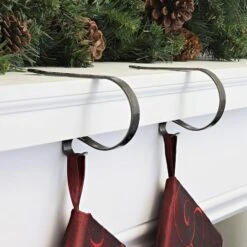 Original MantleClip® Holly Embossed Antique Brass Stocking Holders, 2ct. -Michaels Store D349573S 2