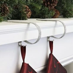 Original MantleClip® Silver Glitter Stocking Holders, 2ct. -Michaels Store D349579S 2