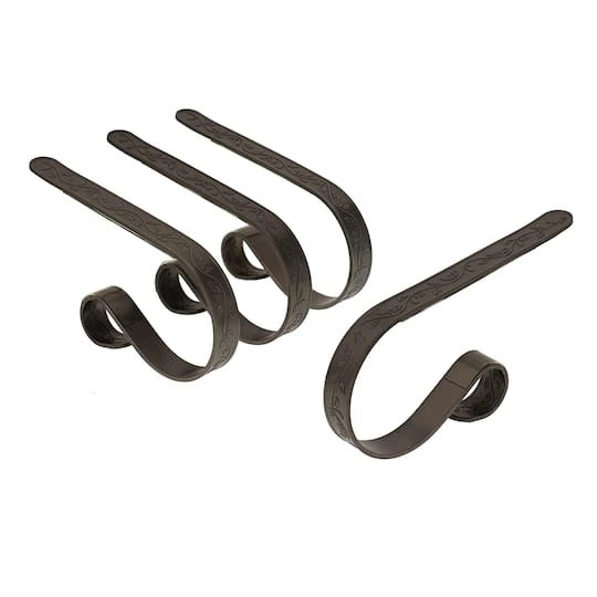 Original MantleClip® Holly Embossed Pewter Stocking Holders, 4ct. 2 Original MantleClip® Holly Embossed Pewter Stocking Holders, 4ct. - Image 2