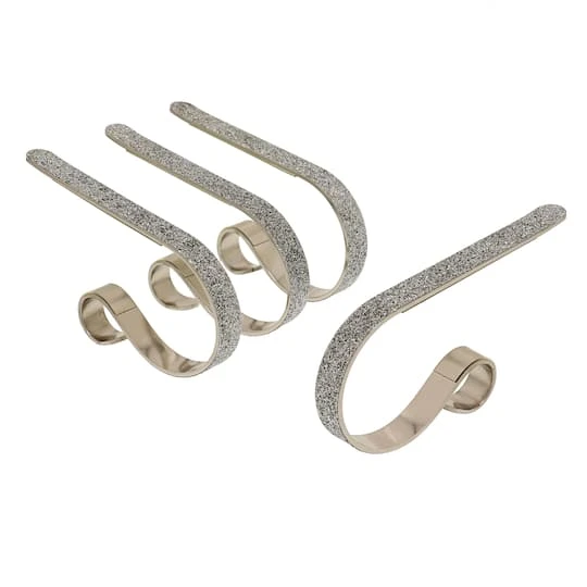 Original MantleClip® Silver Glitter Stocking Holders, 4ct. 1 Original MantleClip® Silver Glitter Stocking Holders, 4ct.