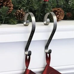 Haute Decor Stocking Scroll® Holly Embossed Pewter Stocking Holders, 2ct. -Michaels Store D349633S 2