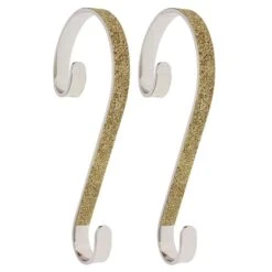 Haute Decor Stocking Scroll® Gold Glitter Stocking Holders, 2ct.