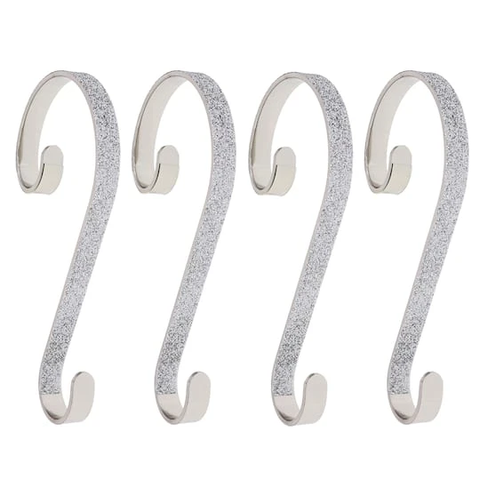 Haute Decor Stocking Scroll® Silver Glitter Stocking Holders, 4ct. 2 Haute Decor Stocking Scroll® Silver Glitter Stocking Holders, 4ct. - Image 2