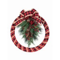 Haute Decor 18" Buffalo Check Homespun Christmas Wreath