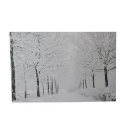 Northlight Fiber Optic Lighted Snowfall Winter Lane Christmas Canvas Wall Art