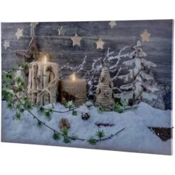 Northlight LED Lighted Country Rustic Winter Christmas Canvas Wall Art