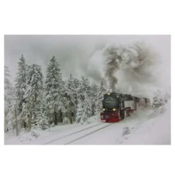 Northlight Winter Woods Train Fiber Optic & LED Lighted Canvas Wall Art