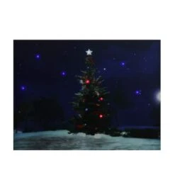 Northlight LED Lighted Decorated Christmas Tree At Night With Stars Canvas Wall Art -Michaels Store D361859S 2
