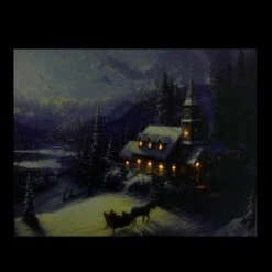 Northlight LED Lighted Church In Wintry Woods Canvas Wall Art -Michaels Store D361860S 2