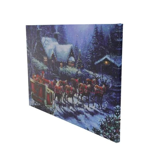 Northlight LED Lighted Santa Claus In Sleigh Christmas Canvas Wall Art 3 Northlight LED Lighted Santa Claus In Sleigh Christmas Canvas Wall Art - Image 3