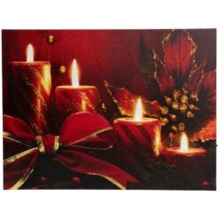 Northlight LED Lighted Glitter Striped Candles With Poinsettia & Bow Christmas Wall Art 12 Northlight LED Lighted Glitter Striped Candles With Poinsettia & Bow Christmas Wall Art -Michaels Store D361869S 11