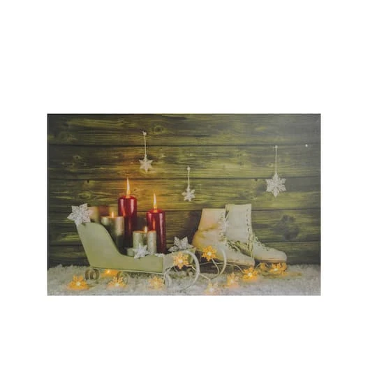 Northlight Christmas Ice Skates & Sleigh LED Lighted Canvas Wall Art 3 Northlight Christmas Ice Skates & Sleigh LED Lighted Canvas Wall Art - Image 3